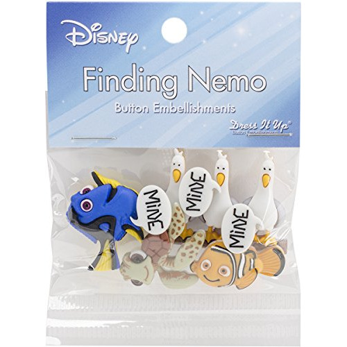 7723 Adornos De Botones De Disney, Buscando Nemo, Azul