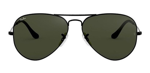 Óculos de sol Ray-Ban Aviator Classic Standard armação de metal cor  polished black, lente green de cristal clássica, haste polished black de  metal - RB3025 | Parcelamento sem juros