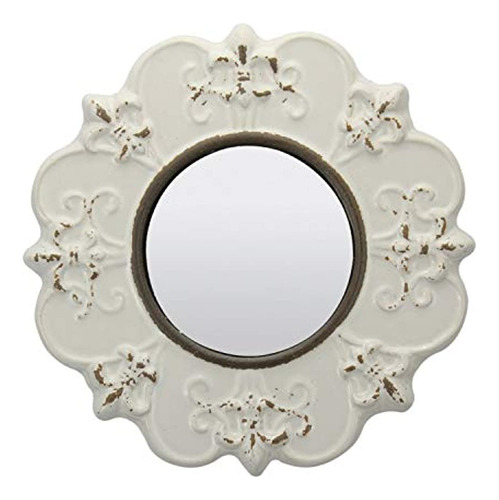 Stonebriar Decorativo Redondo Antiguo Blanco Espejo De Pared