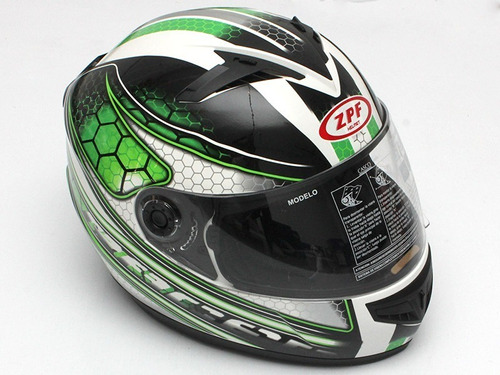 Casco Zpf Integral Blanco / Verde Talle M