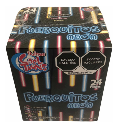 Paleta Puerquito Neón Brilla Oscuridad 72 Pz 1 Kg Cool Toons