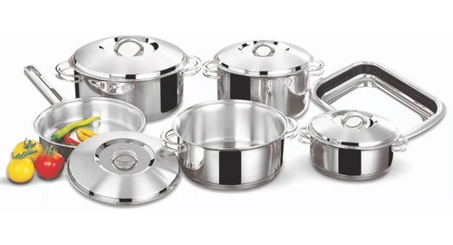Juego De Ollas Tramontina En Acero Inox Fondo Triple 6 Pieza