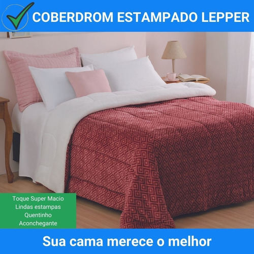 Coberdrom Solteiro Estampado 1,60x2,40m Sherpa Lepper Quente