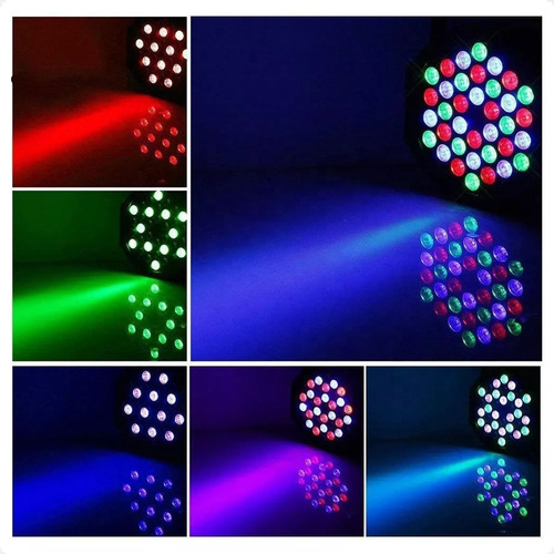 Canhão Refletor Par 64 Rgb 36 Leds 1w Dmx Strobo Slim