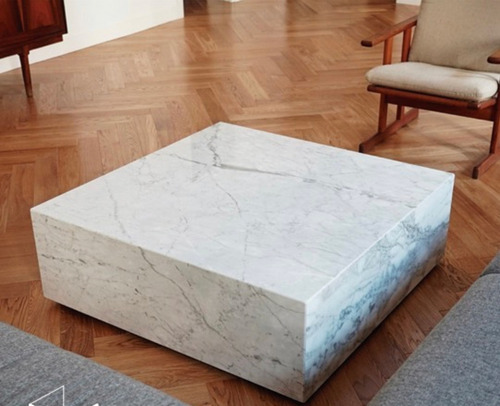 Mesa Ratona Cubo Mármol Carrara A Medida - Carrara Design