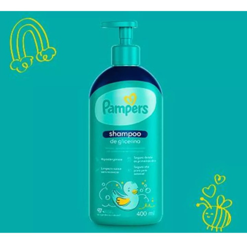 Shampoo Glicerina Bebê Infantil Pampers 400ml Recém Nascido