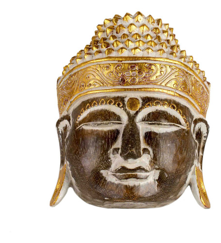 Máscara Buda Bali Madeira Natural D20 X A25cm