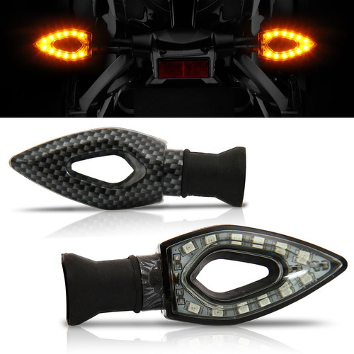 Pisca Moto Esportivo Led Universal 002 Carbon Par