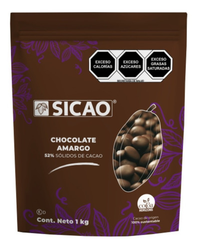 Chocolate Semiamargo 51.8% Cacao Sicao 1 Kg  Barry Callebaut