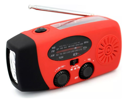 Manivela Portátil De Mão 2000mah Fm Am Wb Noaa Radio Solar R