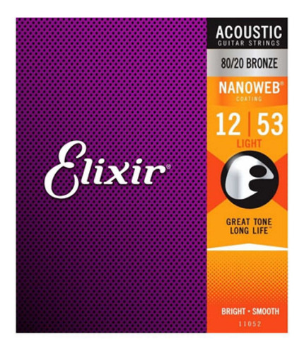 Cuerdas De Guitarra Electroacustica Elixir Bronce 012-53