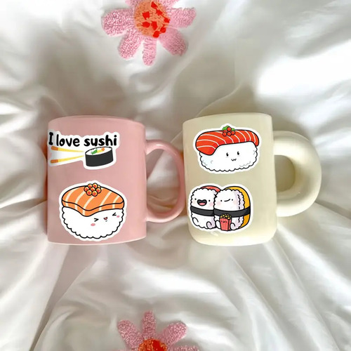 50 Calcomanías Sticker Impermeables De Sushi Comida Japonesa