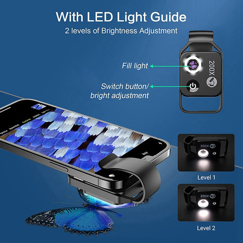 Accesorio De Microscopio Para Teléfono Celular 200x Con Lent