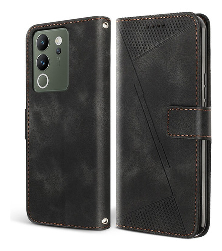 For Vivo V30 Lite 5g Geometric Pu Wallet Card Case+lanyard