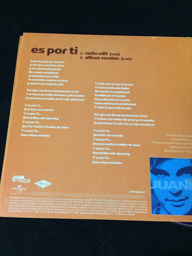 Juanes Es Por Ti - Cd - Disco - Promo Maxi (Usado)