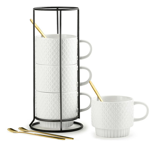 Tazas Apilables Lyeoboh Con Soporte, Juego De 4 Tazas De Caf