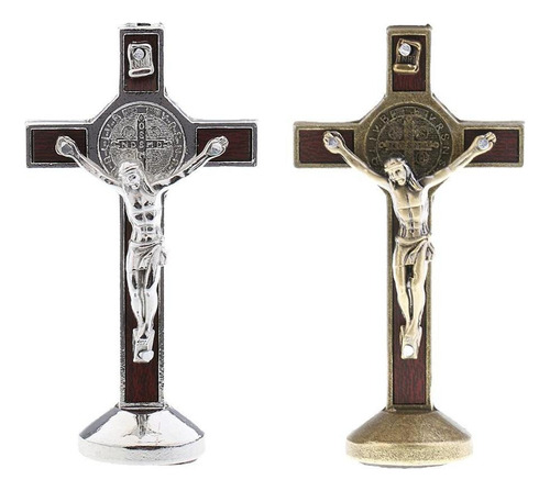 2 Piezas Crucifijo Jesucristo Cruz Estatua Coche Hogar
