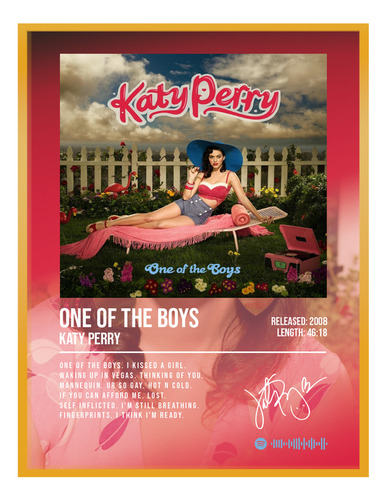 Cuadro Katy Perry Of The Boys Album Music Firma Marco 40x30