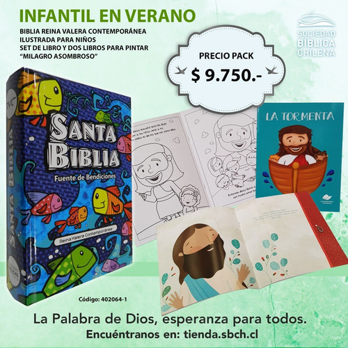Biblia Niños Ilustrada Con Promesas Rvc Y Libros Colorear