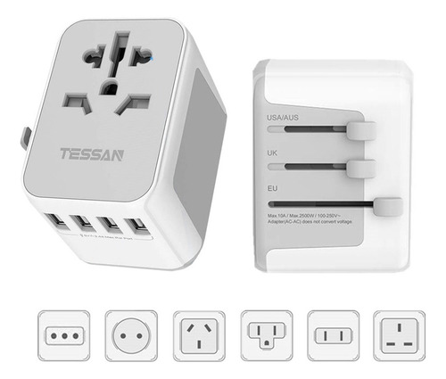 Adaptador Tomada Uk Universal,4 Ub, Estándar Brasil Asia