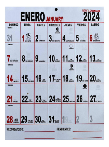 Revista Calendario 2024 Blanco Chico, Modelo 1