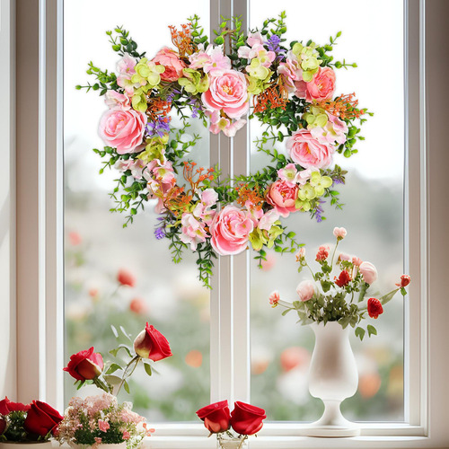 Corona De Rosas Artificiales En Forma De Corazón Para El