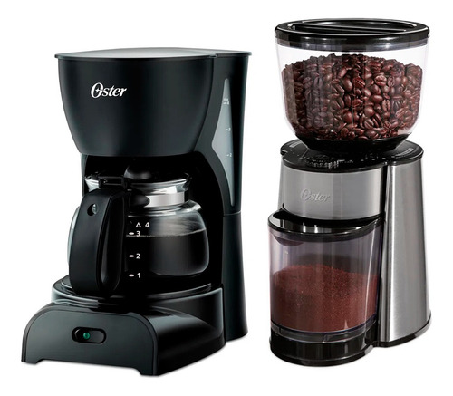 Cafetera Oster 4 Tazas Negro Bvstdcdr5b + Molinillo Bvstbmh2