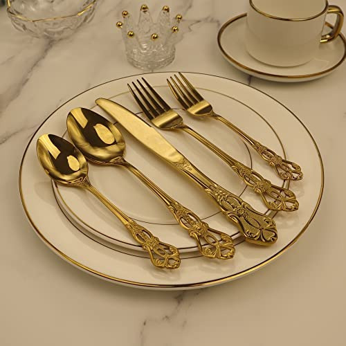 Runfly Gorgeous Retro Royal Gold Juego De Cubiertos De Acero