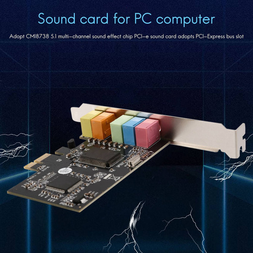 Placa De Som Pcie Pci-e X1 Cmi8738 Com Chip 32/64 Bits