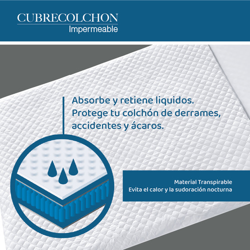 Protector Cubre Colchón Individual Impermeable Blancos Mares