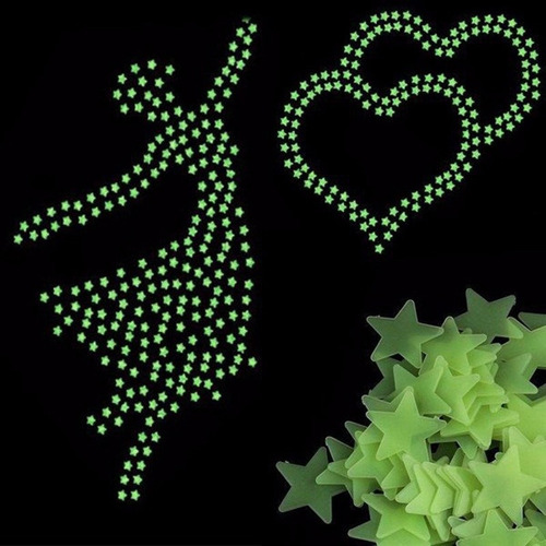 Imagen 7 de 10 de Estrellas Plasticas Fluorescentes X100 Unidades Luminosas Brillan En La Oscuridad