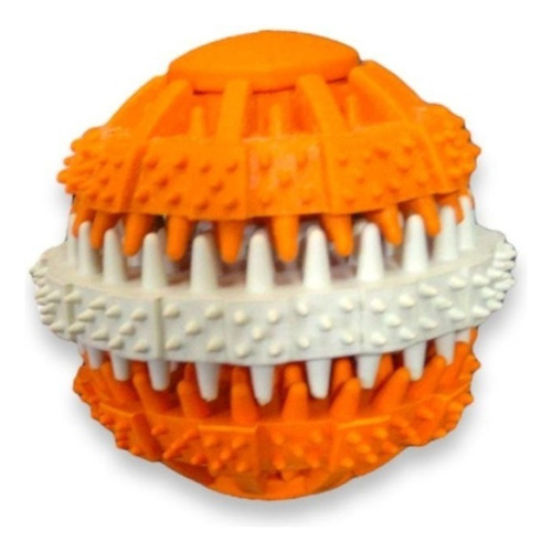 Juguete Pelota Dental Menta Rellenable Snack Perros Color Naranja