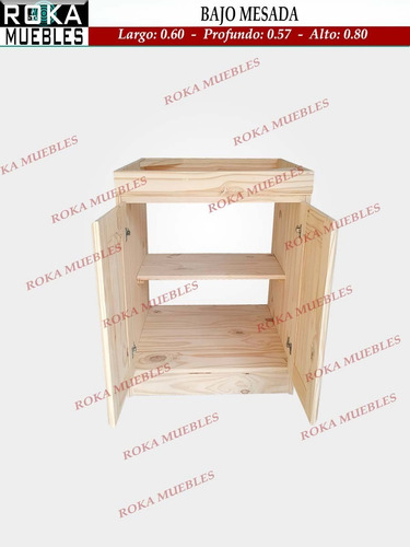 Imagen 3 de 5 de Bajo Mesada De 60 Pino Roka