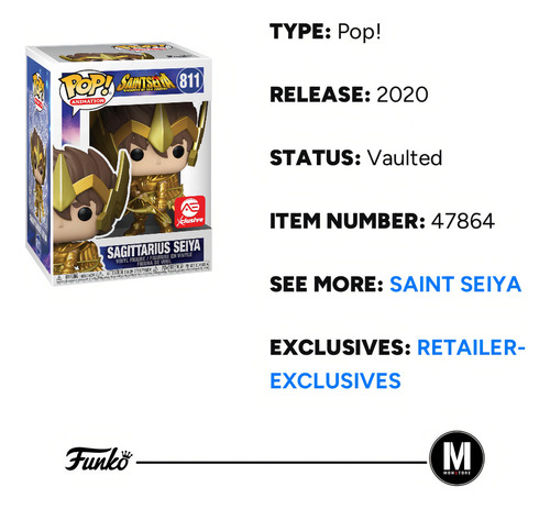 Boneco de ação Sagittarius Seiya 47864 da Funko Pop! Animação