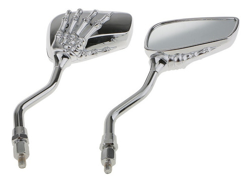 Motorcycle Moto Scooter Silver Skull Hand Mirrors 1