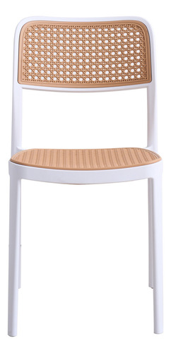 Silla De Comedor Tina Packx4 Diseño Rejilla Plástica Baires4 Estructura De La Silla Blanco Asiento Marrón Claro Diseño De La Tela Rejilla De Viena