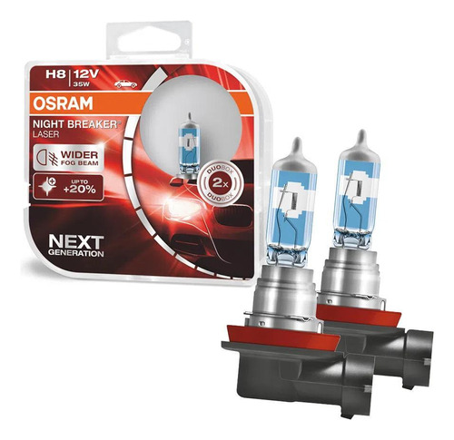 Par Lampada Farol Osram Night Breaker Laser H8 55w 4000k