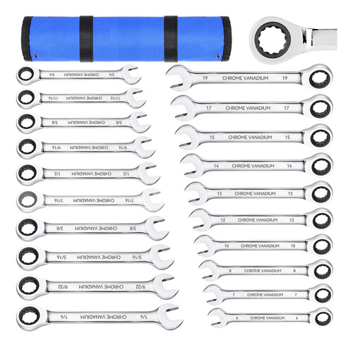 Hikeren Juego De Llaves Trinquete De Pulgadas Y Métricas De 20 Pcs