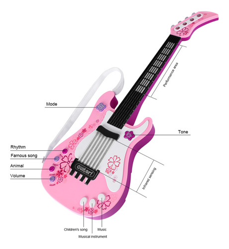 Guitarra Electrónica Musical Multifunción Para Niños