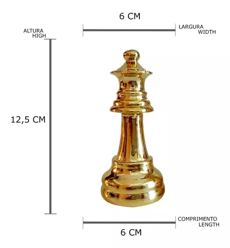 Kit Decor Chess C/2 Peças De Xadrez Rei E Rainha Dourado