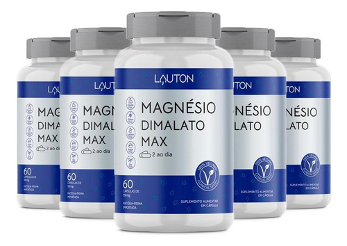 Magnésio Dimalato Max - 5x De 60 Cápsulas - Lauton