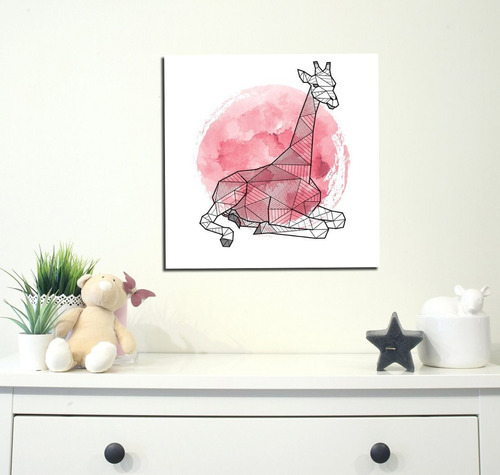 Vinilo Decorativo 60x60cm Jirafa Pink Bebes Infantil Beba