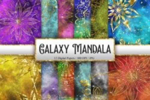 Papeles Fondos Digitales - Galaxy Mandala Digital Papers