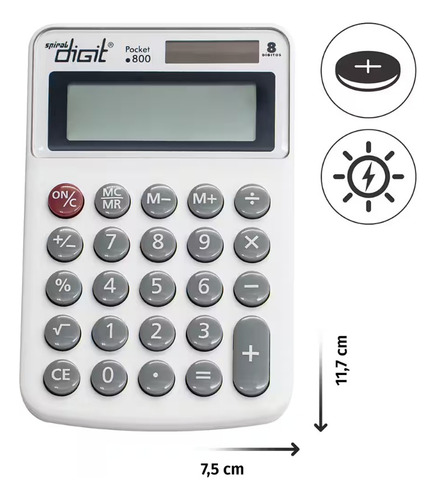 Calculadora De Mesa 8 Dígitos Cinza 800 Spiral Digit 1 Un