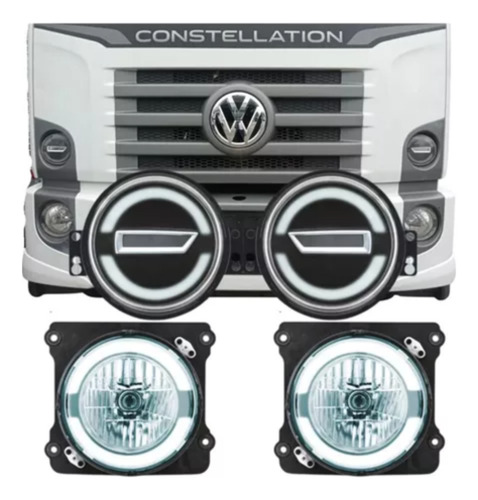 Kit Par Farol E Led Lanterna Pisca Vw Constellation 2023 12v