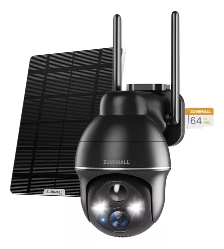 Cámara de seguridad solar 2K FHD, cámaras inalámbricas ZUMIMALL para  seguridad del hogar, cámara de vigilancia al aire libre, cámara exterior