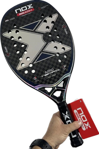 Raquete Beach Tennis Nox Ar10 Tempo Carbono 12k Cor Azul/preta/holográfica