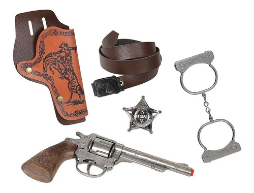 Gonher Set Comisario Revolver Placa Esposas Funda Juguete Ax