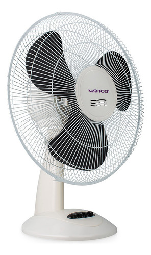 Ventilador de mesa Winco W326ia blanco con 3 palas color negro, 16" de diámetro 220 V