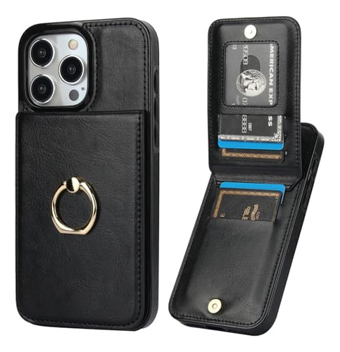 Funda Para iPhone 15 Pro Max Negro 6.7 PuLG Piel Sintetica-9